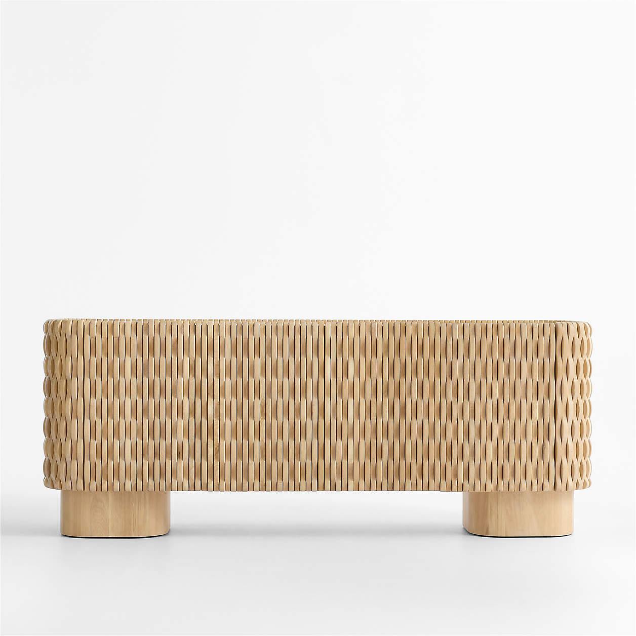 Esselen 78" White Oak Storage Media Console | Crate & Barrel | Crate & Barrel