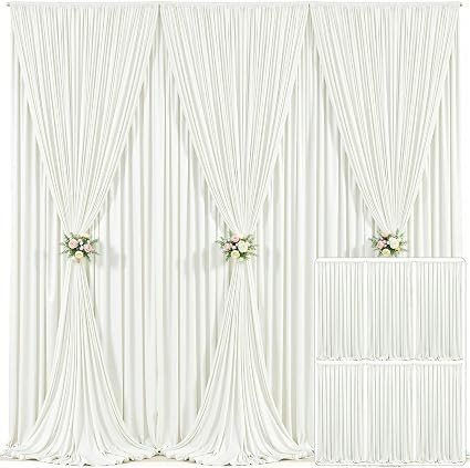 6 Panels Ivory Backdrop Curtain for Wedding Parties Wrinkle Free Ivory Photo Curtains Backdrop Dr... | Amazon (US)