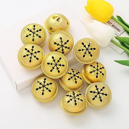 ToBeIT 32 Pieces Jingle Bells with Snowflake Cutout 1.6 Inch/ 40 mm Christmas Craft Bells for Fes... | Amazon (US)