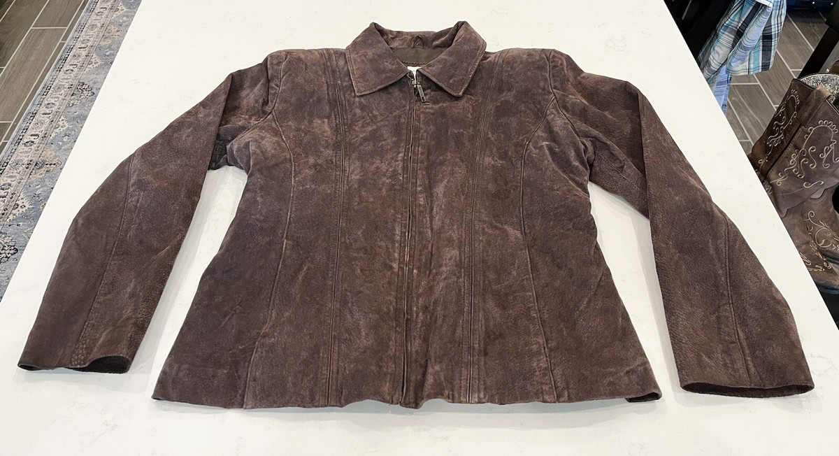 Vintage Comint Suede Leather Jacket Brown Full Zip Women’s Size Medium   | eBay | eBay US