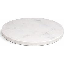 11-Inch Round Marble Cheese Board – Solid White Natural Stone Cutting Board & Charcuterie Serving Tray with Non-Slip Feet, 0.5” Thick, Easy to Clean. | Amazon (US)