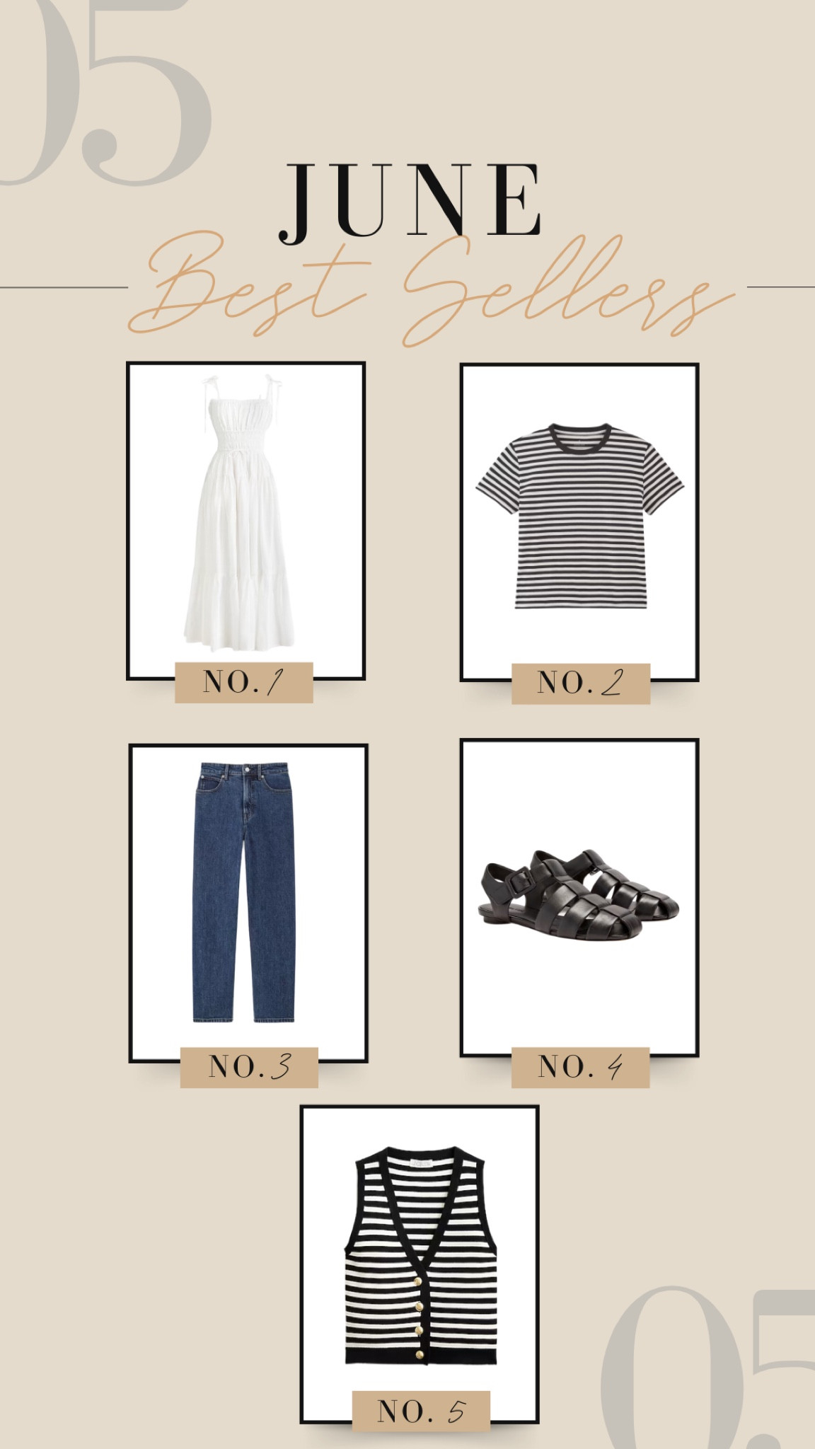 As we head into a new month, let’s wrap up June’s best sellers! J.Crew Clio dress, Everlane organic cotton box cut tee, Everlane way-high jeans, Everlane fisherman sandals, and J.Crew sweater vest. These are great staples that can be mixed and matched for all your summer outfits and beyond!

#LTKSummerSales #LTKFindsUnder100 #LTKSeasonal