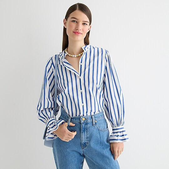 Long-sleeve button-up with ruffle cuffs | J. Crew US