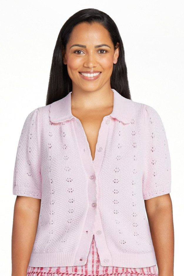 Free Assembly Women's and Women's Plus Cotton Pointelle Cardigan Sweater with Short Sleeves, Ligh... | Walmart (US)
