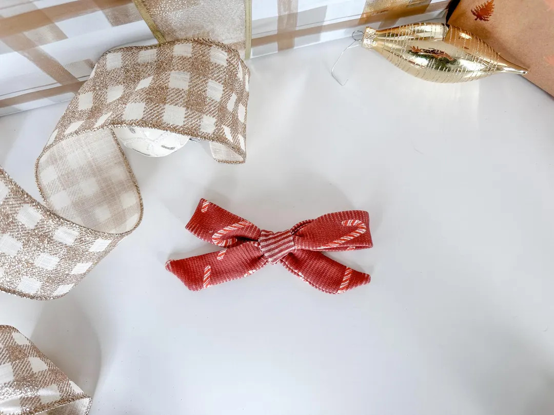 Handmade Holiday Ribbed Candy Cane Dog Bows, Dog Hair Bows, Cat Hair Bows, Elastic Band or Alliga... | Etsy (US)