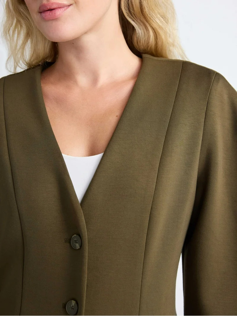 Scoop Women’s Scubaknit Barrel Sleeve Blazer, Midweight, Sizes XS-XXL - Walmart.com | Walmart (US)