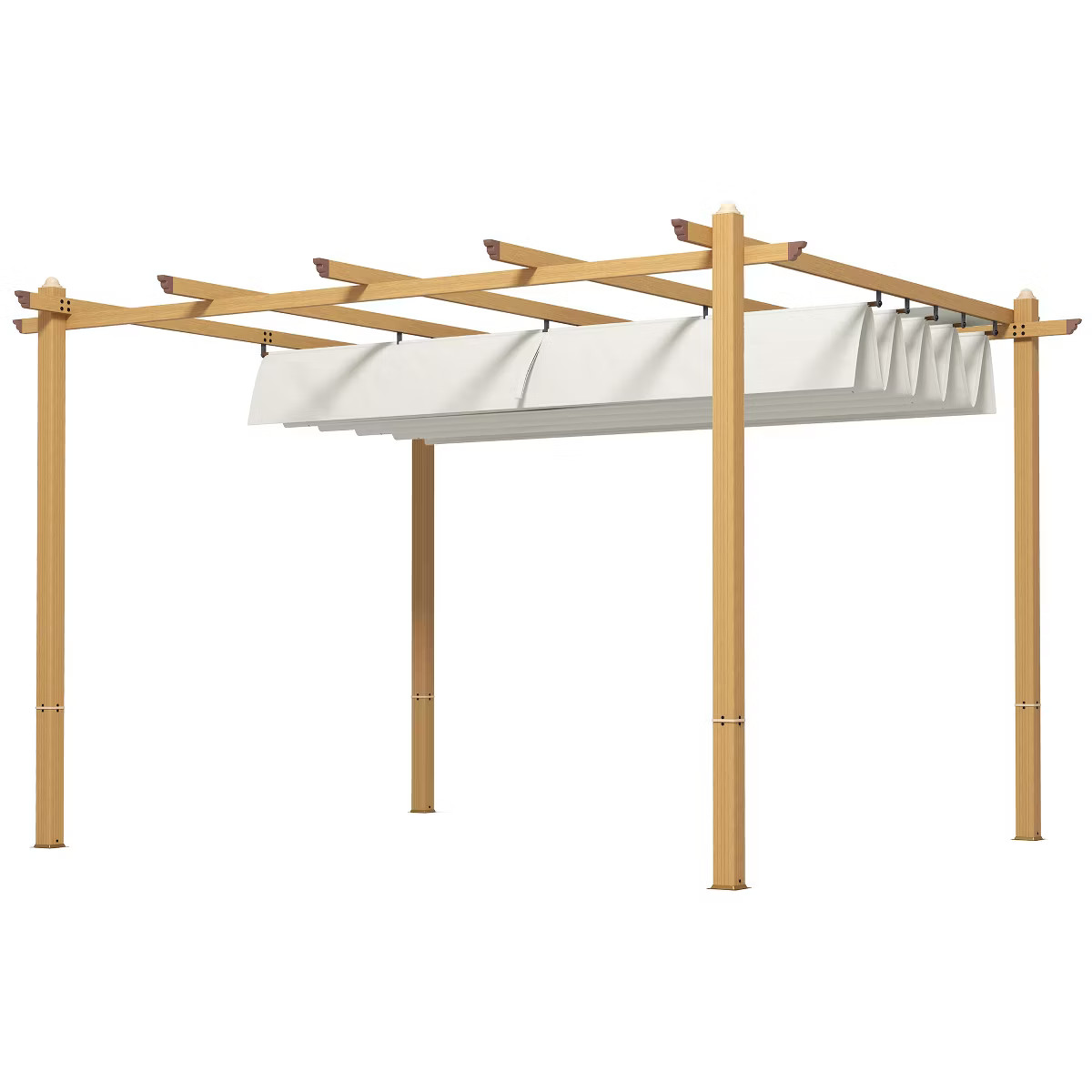 Outsunny Outdoor Retractable Pergola, Heavy Duty Wood Grain Aluminum with Weather Resistant Fabri... | Target