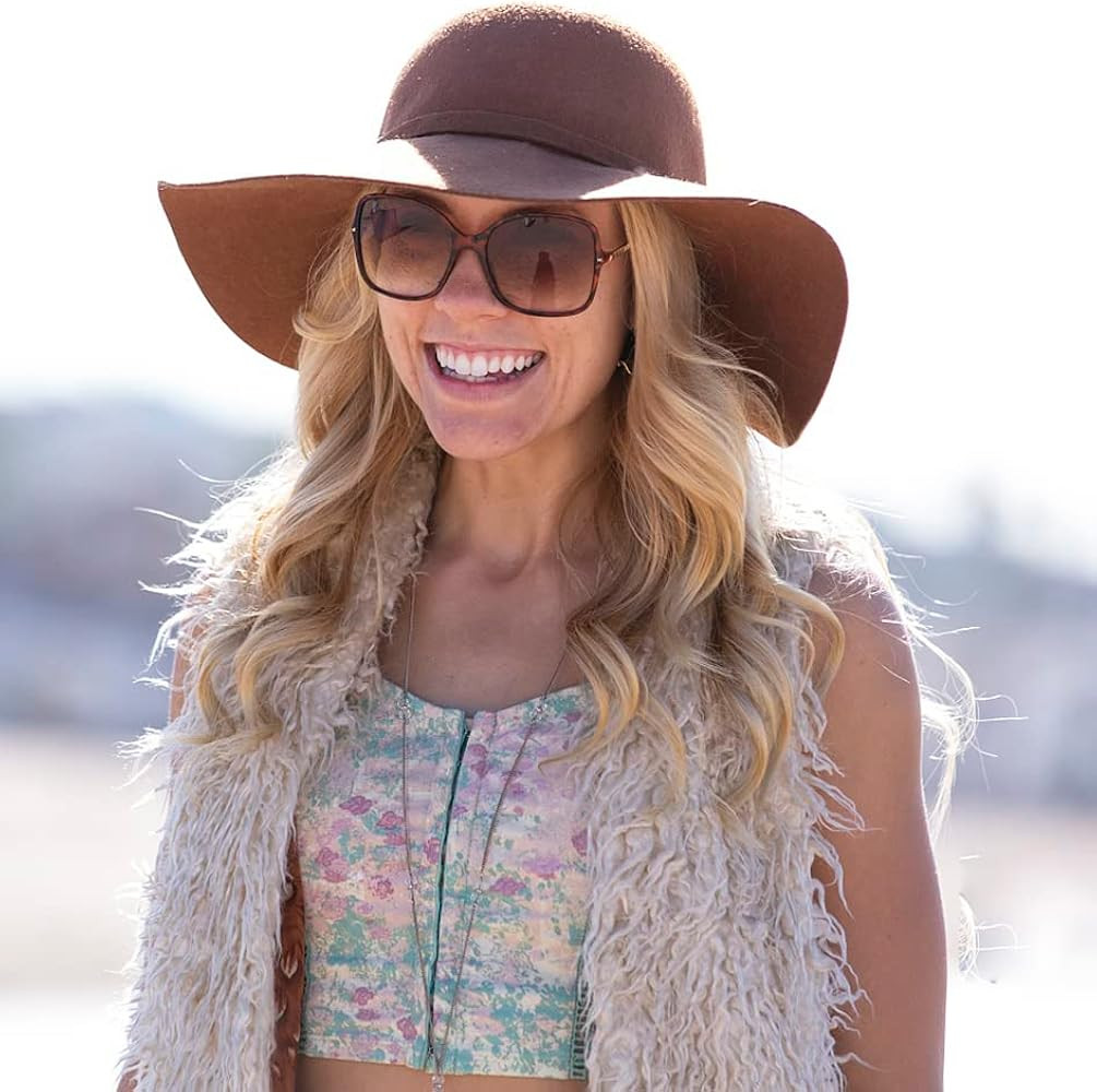 Women's 100% Wool Foldable Wide Brim Retro Fedora Floppy Felt Bowler Hat | Amazon (US)