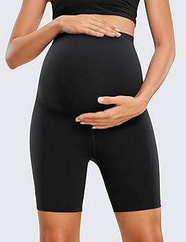 CRZ YOGA Womens Butterluxe Maternity Yoga Biker Shorts Over The Belly 4" / 6" - Pregnancy Workout... | Amazon (US)
