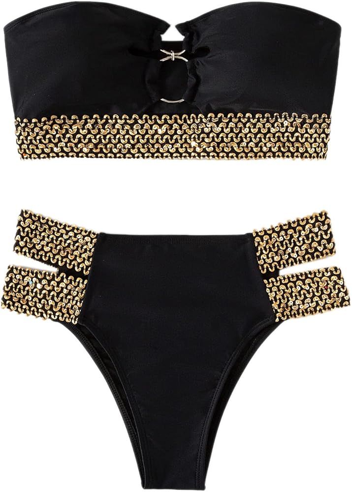 SOLY HUX Women's Bikini Sets Strapless Bikini Bandeau Swimsuits Set Sexy 2 Piece Bathing Suit for... | Amazon (US)