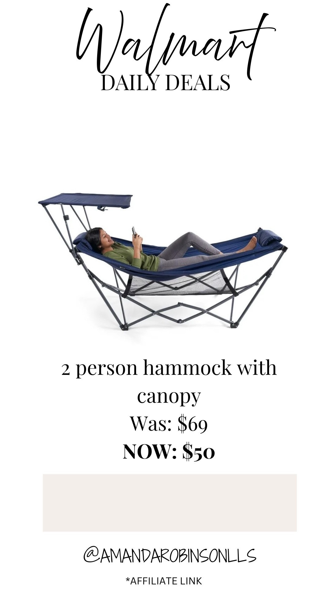 Walmart Daily Deals
2 person hammock with canopy 

#LTKSaleAlert