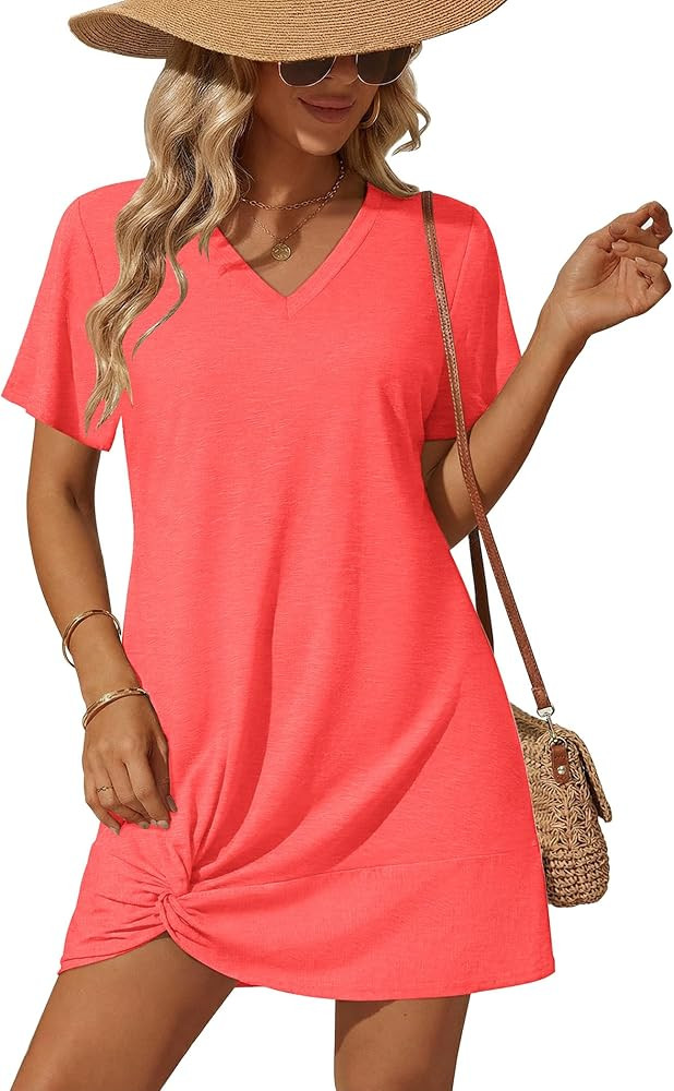 Ekouaer Women's Coverup Short Sleeve Swimsuit Cover Ups 2026 Summer Bathing Suit Cover Twisted Co... | Amazon (US)