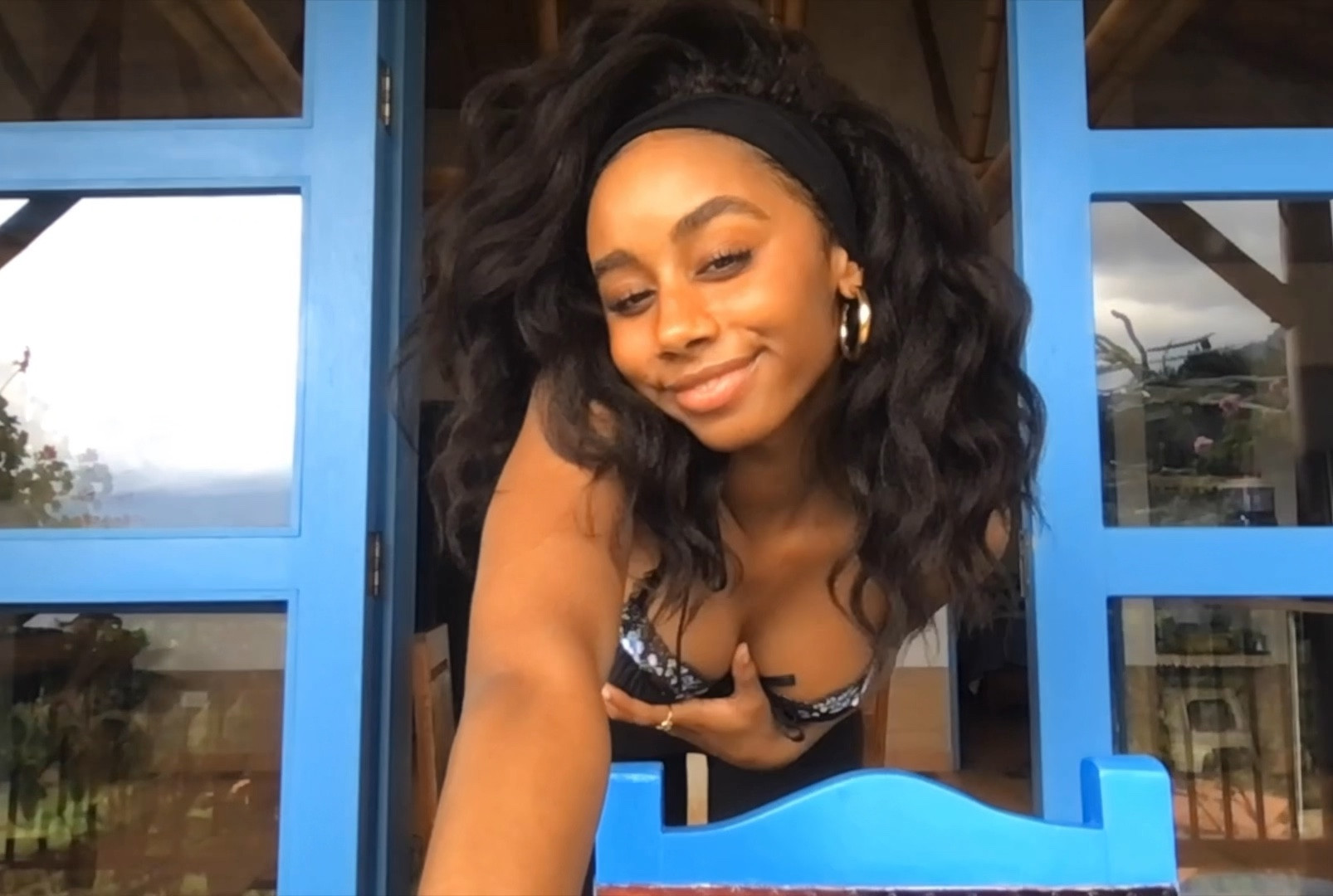 vs x for love and lemons corset top with Jennifer fisher hoops 