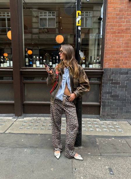 Source unknown, Handover, Anthropologie, Free people, Topshop, Asos, transitional outfit, transitional style, spring outfit, spring fashion, leopard print trousers, straight leg trousers, leather jacket, oversized jacket, slingback flats, pinstripe shirt, crossbody bag, spring outfit ideas, style inspiration 

#LTKstyletip #LTKeurope #LTKSeasonal