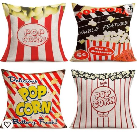 Doitely Set of 4 Popcorn Series Throw Pillow Covers with Buttery Fresh Delicious Popcorn Throw Pillow Case 16x16 Inch Movie Theater Cinema Personalized Home Decor Cushion Cover for Sofa

#LTKparties #LTKhome #LTKkids