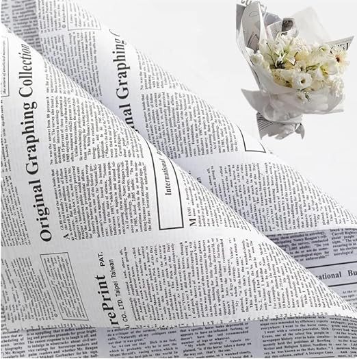 40Sheets Vintage English Newspaper Flower Wrapping Paper,Western Classic Vintage Waterproof Flowe... | Amazon (US)