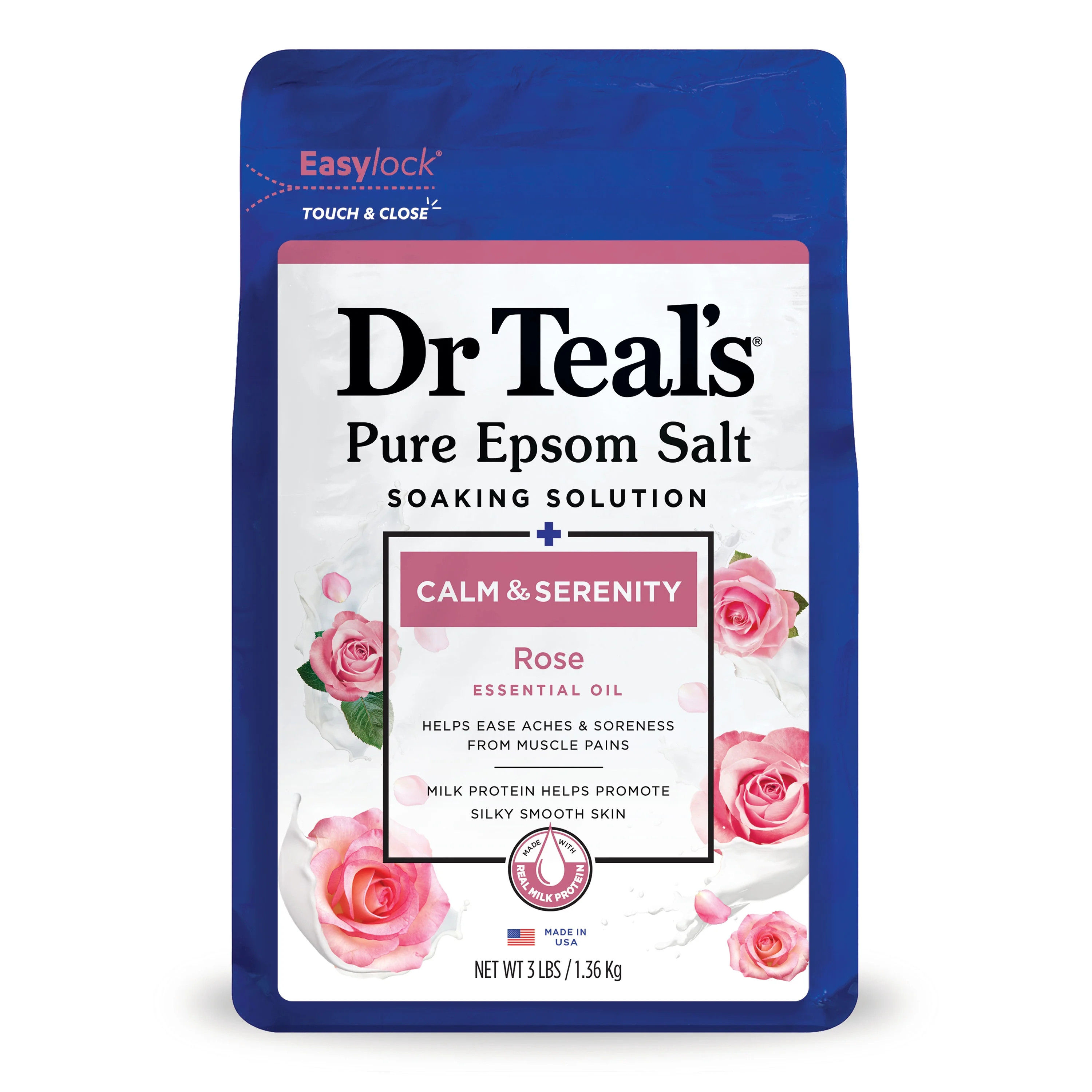 Dr Teal's Pure Epsom Salt Soak, Calm & Serenity with Rose Essential Oil & Milk Protein, 3 lbs | Walmart (US)