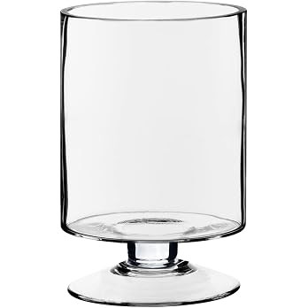CYS EXCEL Glass Hurricane Pillar Candle Holder (H:8" W:4.75") | Multiple Size Choices Short Stem ... | Amazon (US)