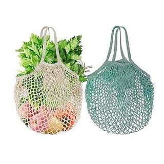 lycss Reusable Farmers Market Bags, 2-Pack- Crafted from Breathable Cotton Mesh with Long Handles, Ideal for Carrying Produce at Farmers Markets, Organizing Fruits & Vegetables | Amazon (US)