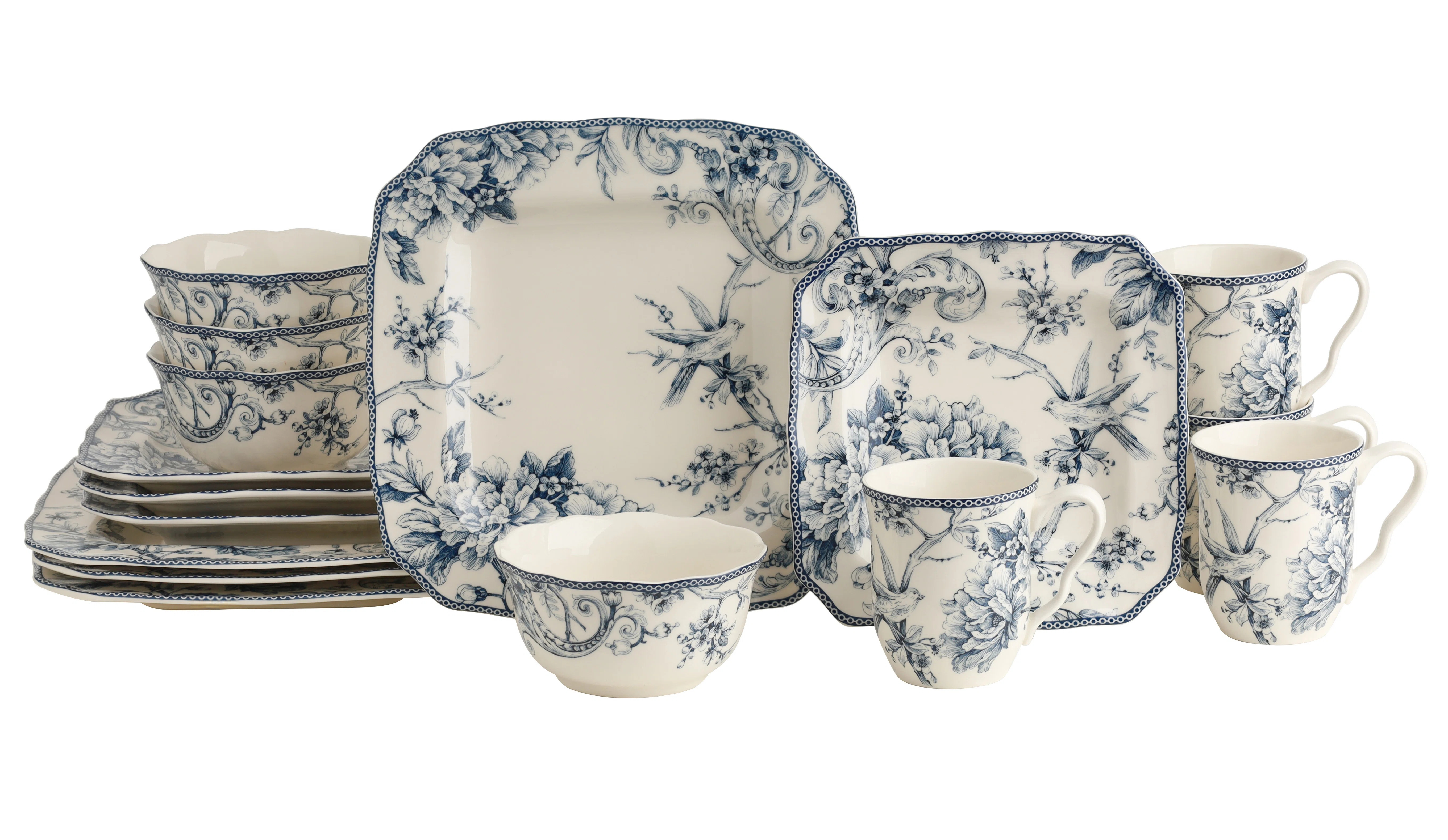 222 Fifth Adelaide 16-Piece Porcelain Floral Dinnerware Set - Service For 4 & Reviews | Wayfair | Wayfair North America