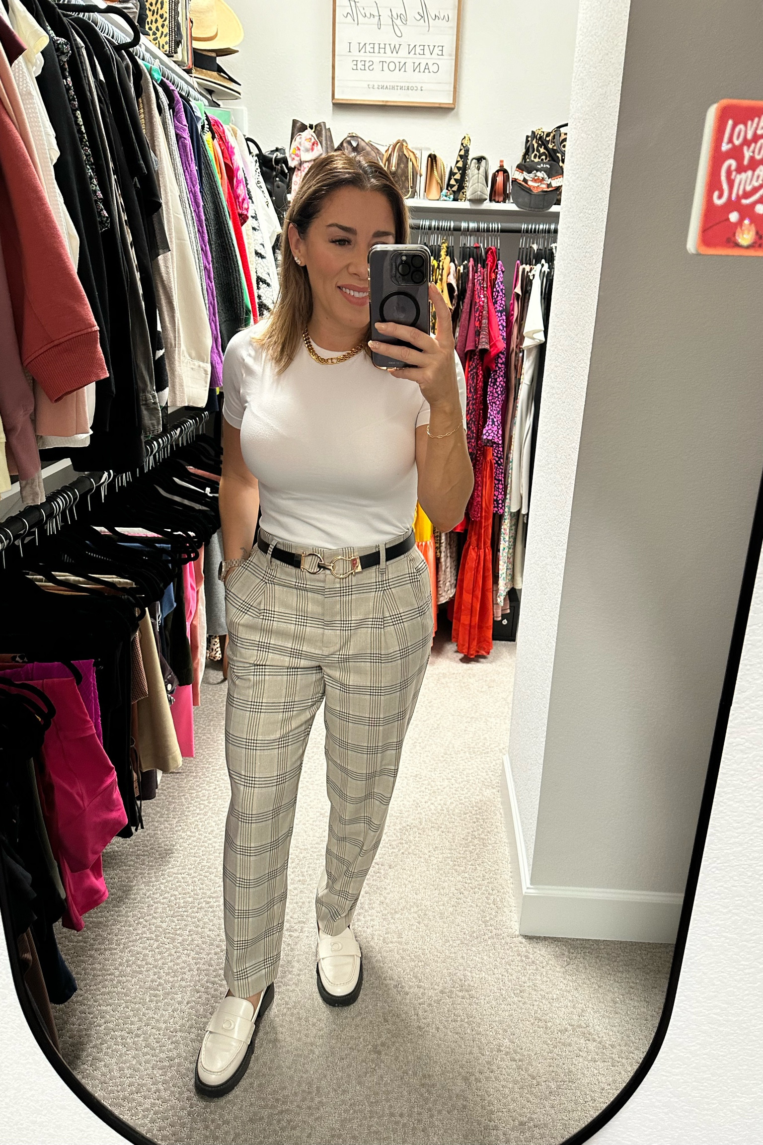 Stretchy top is very forgiving, size small.
Trousers have an elastic band in the back, go size small. I’m wearing size 2 and they’re kind of baggy.


#LTKstyletip #LTKworkwear #LTKsalealert