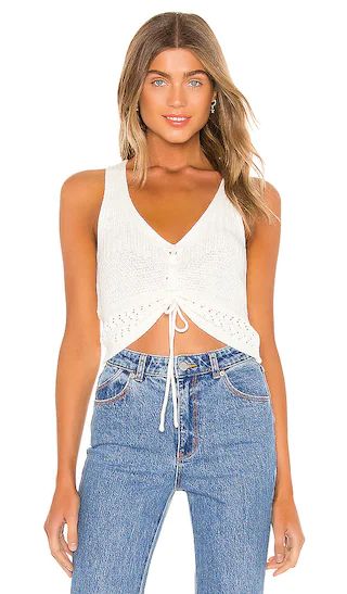 Khloe Ruched Knit Top in White | Revolve Clothing (Global)