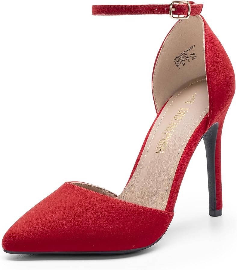 DREAM PAIRS Women's Oppointed-Lacey Pointed Toe Ankle Strap High Heel Stiletto Pumps Wedding Dres... | Amazon (US)