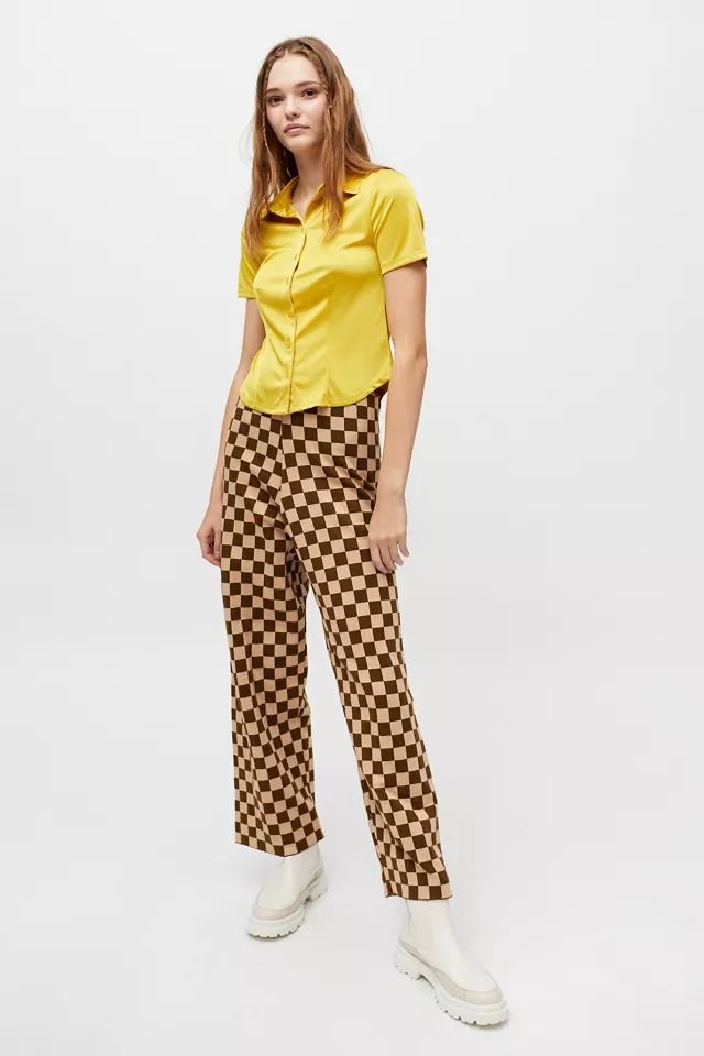 Daisy Street Checkered Knit Wide Leg Pant | Urban Outfitters (US and RoW)