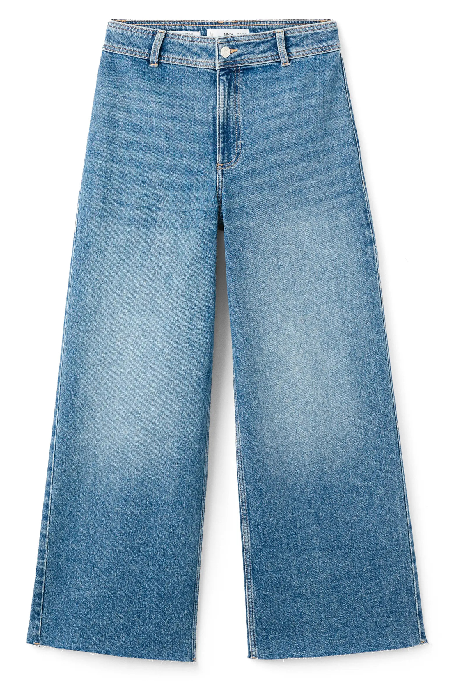 MANGO Catherin Frayed High Waist Wide Leg Culotte Jeans (Women) | Nordstrom | Nordstrom