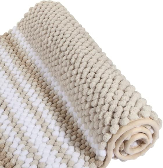 LEPONTS 32'' x 20'' Soft Chenille Bathroom Rug, Water Absorbent Floor Mat, Non-Slip Bath Mat, Shaggy | Amazon (US)