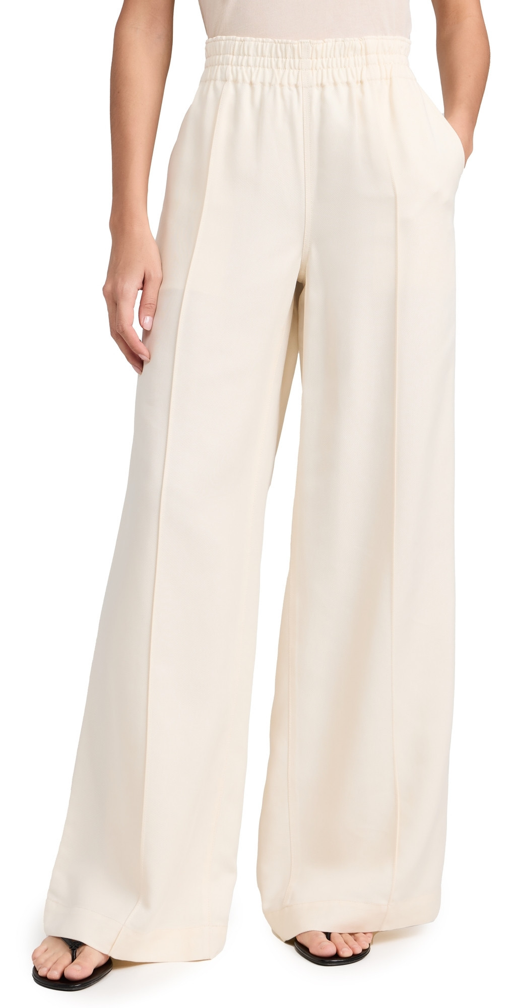 PAIGE Harper Pants with Elastic Waistband Soft Vanilla 32 | Shopbop