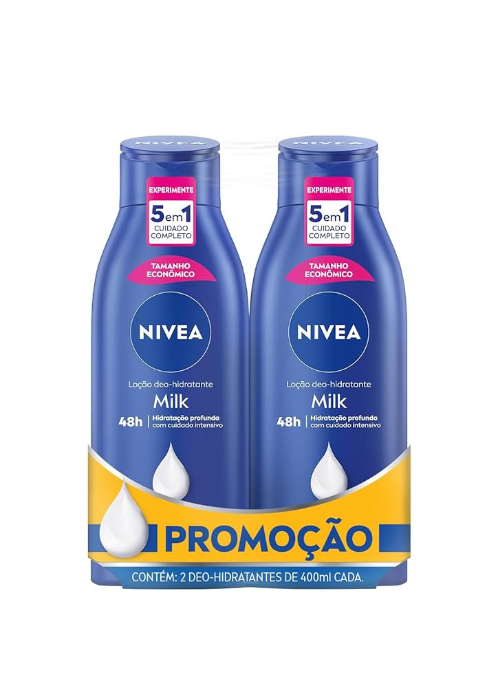 NIVEA Kit com 2 Loções Hidratantes Milk Pele Seca a Extrasseca 400Ml Cada, Nivea | Amazon (BR)