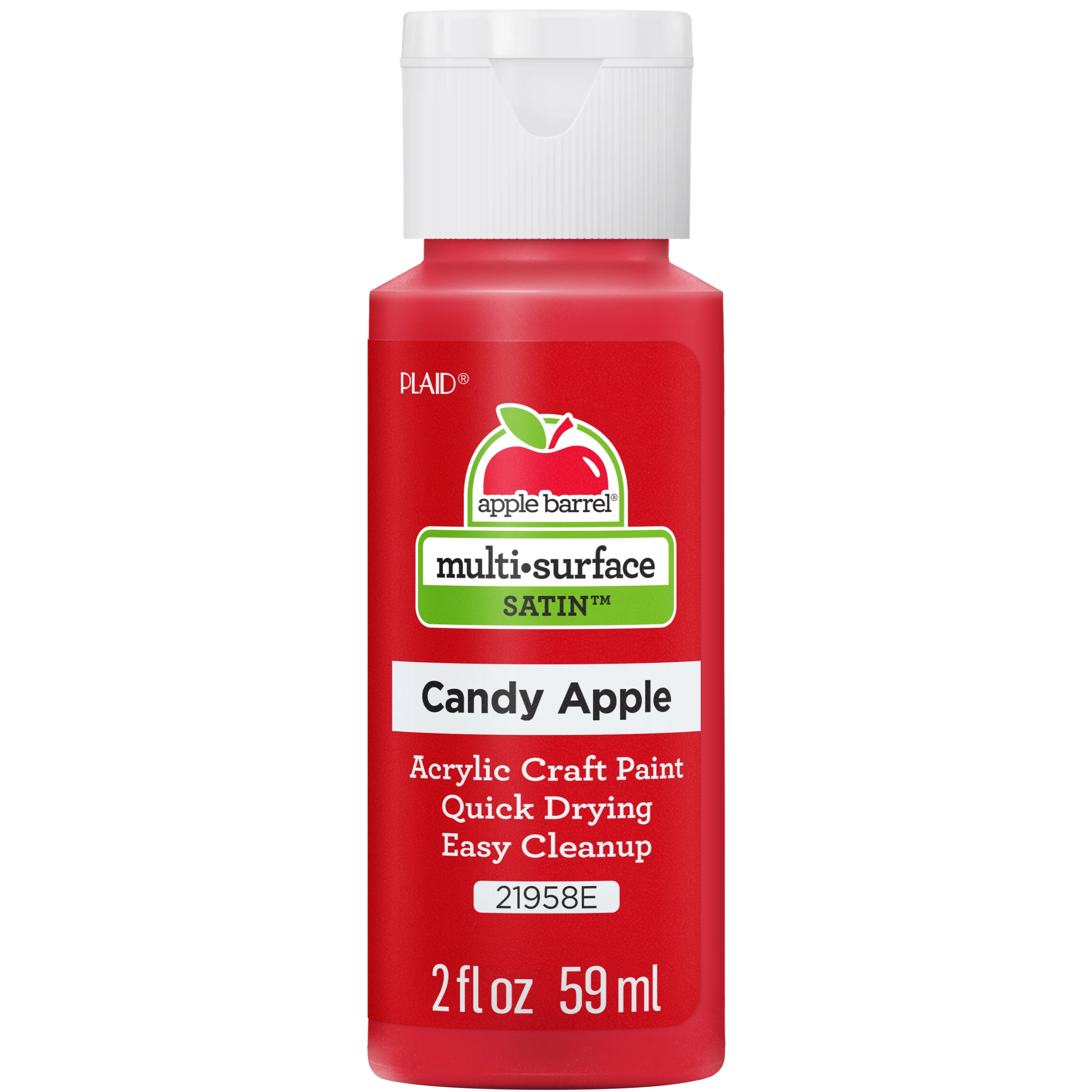 Apple Barrel Multi-Surface Acrylic Craft Paint, Satin Finish, Candy Apple, 2 fl oz - Walmart.com | Walmart (US)