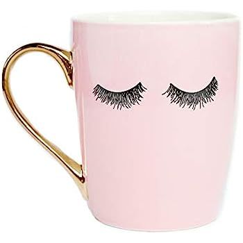 Sweet Water Decor Eyelashes Coffee Mug with Gold Handle | Pink Coffee Mug Lash Mug Eyelash Mug Cu... | Amazon (US)