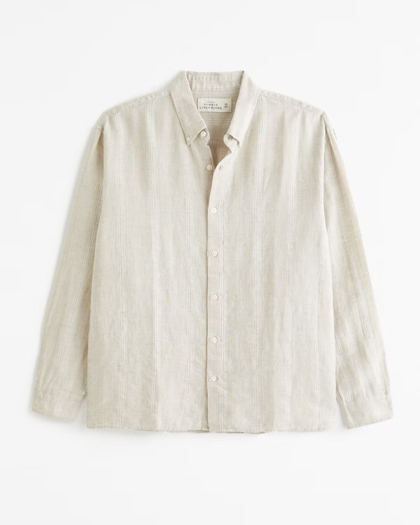 Summer Linen-Blend Button-Up Shirt | Abercrombie & Fitch (US)