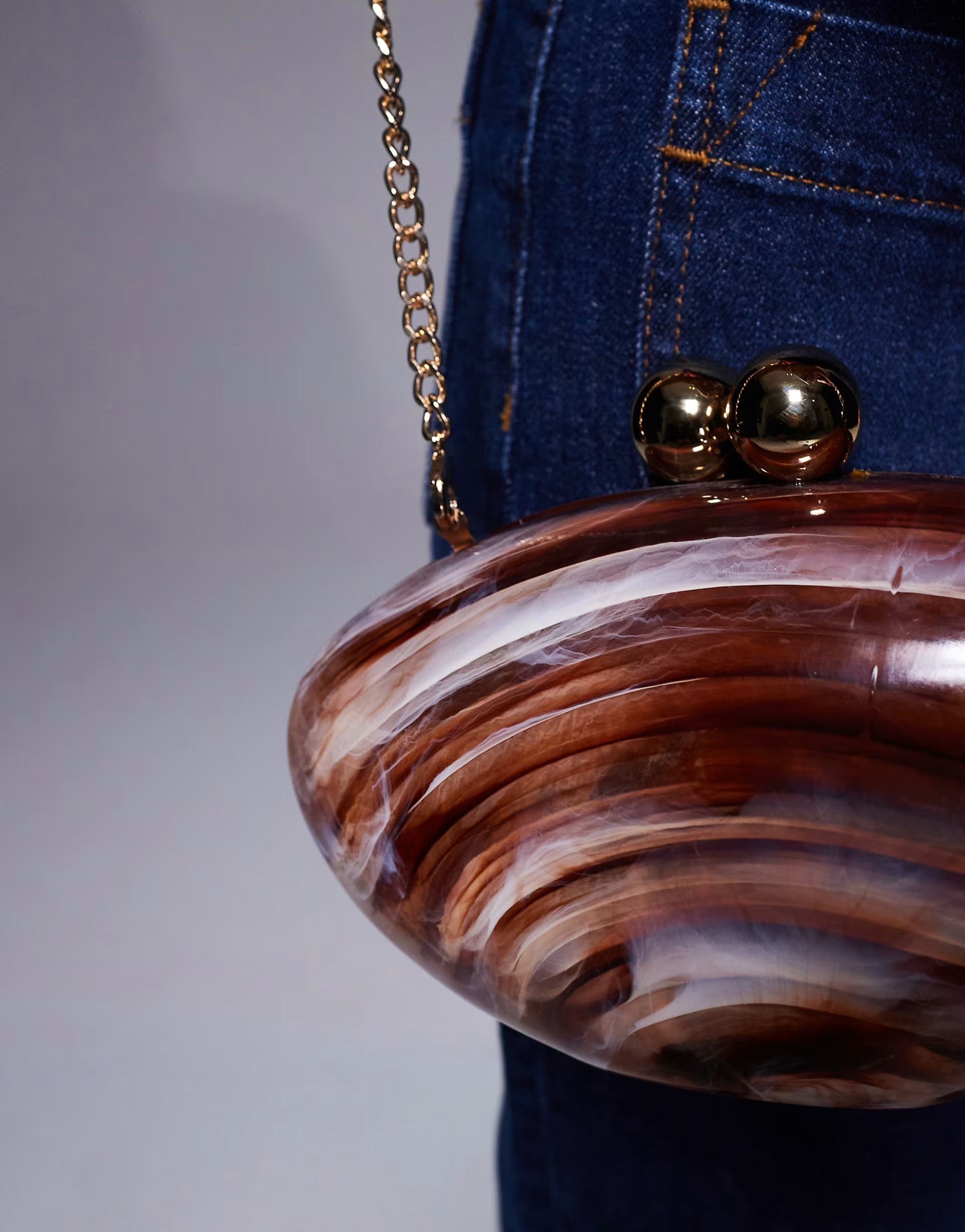 River Island premium pebble box clutch in brown | ASOS (Global)