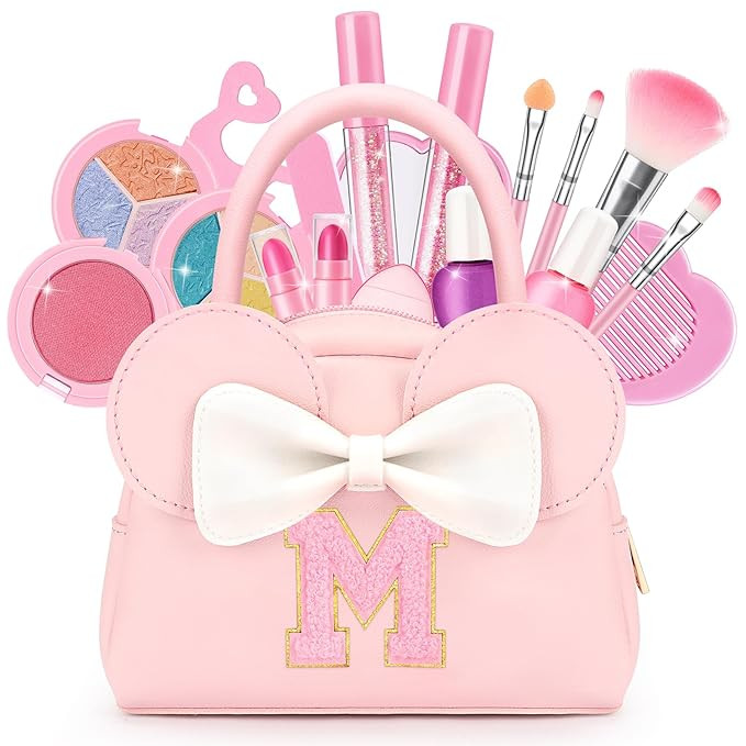 Kids Real Makeup Kit for Girls - 18Pcs Non-Toxic Washable Make Up Toys with Initial Toddler Purse... | Amazon (US)