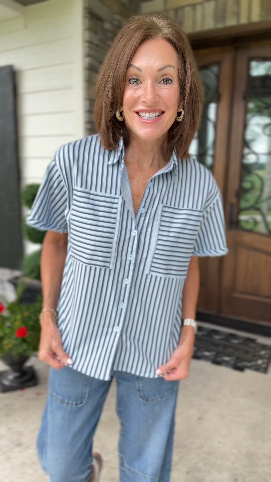 Blue and green shirts - medium 
Beige stripe shirt - small
Jeans - 28/6
Skirt - large 
Cami - XL
Navy pants - size 6 regular 

Casual style 
Designer inspired
Date night outfit 
Travel style 

#LTKStyleTip #LTKMidsize