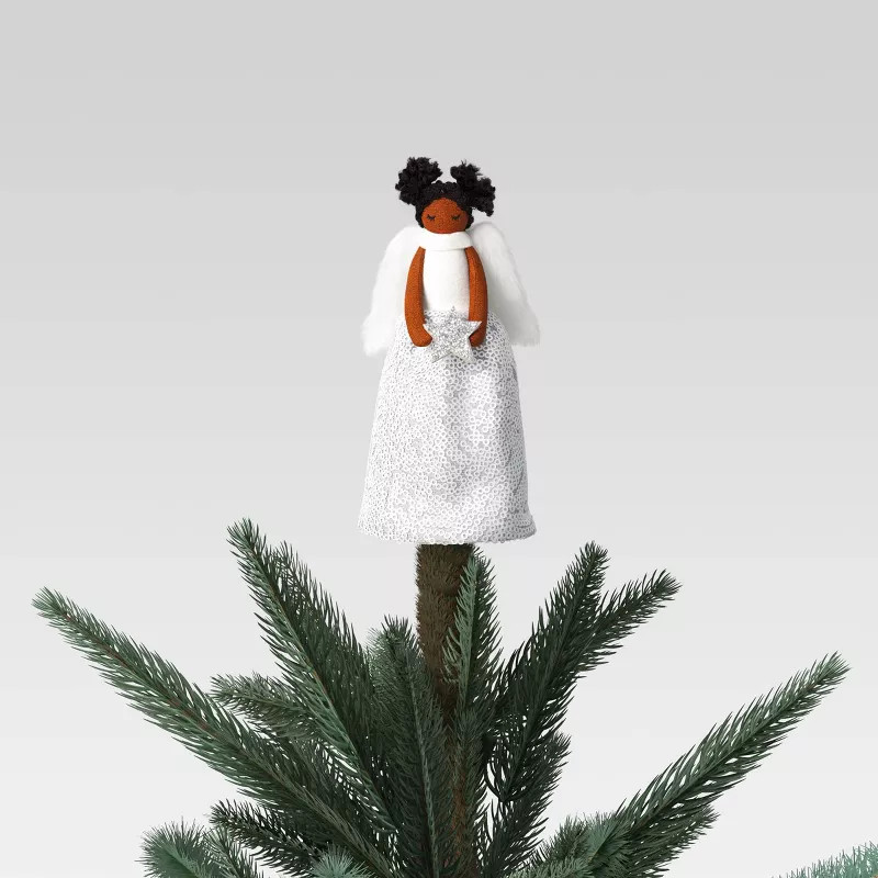 6.5" Fabric Angel in Sequin Dress Holding Silver Star Mini Christmas Tree Topper  - Wondershop™ | Target