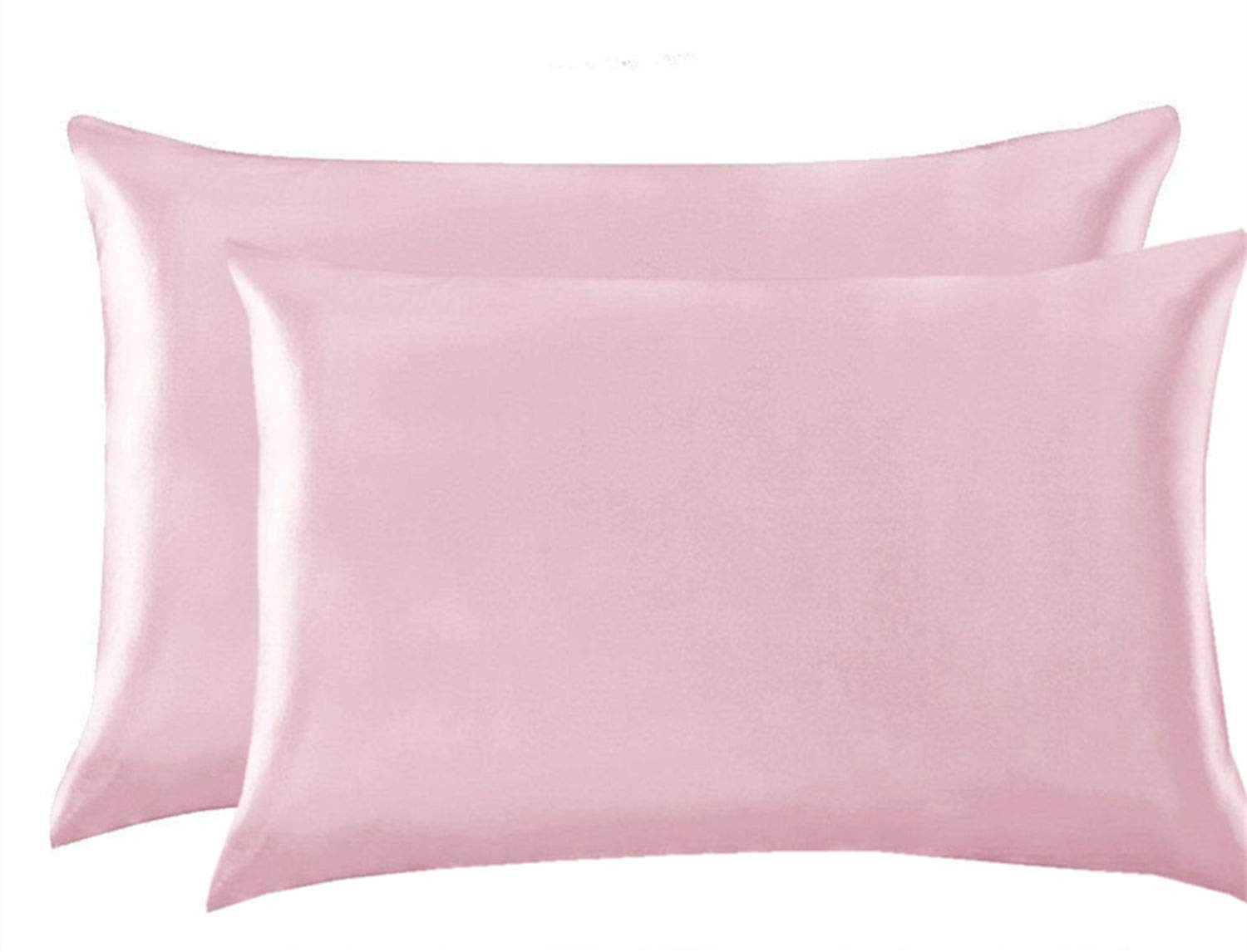 Luxury Satin Pillowcase with Zipper (Silky Satin Pillow Case for Hair) Set of 2pcs (Pink, Queen(2... | Amazon (US)