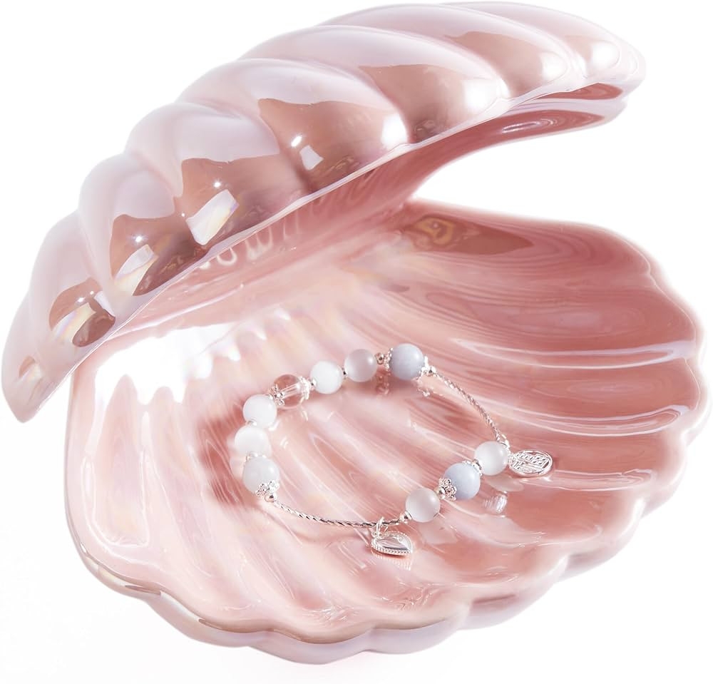 Denique Shell Jewelry Dish Tray, Ceramic Trinket Tray Clamshell Jewelry Storage Dish, Ring Holder... | Amazon (US)