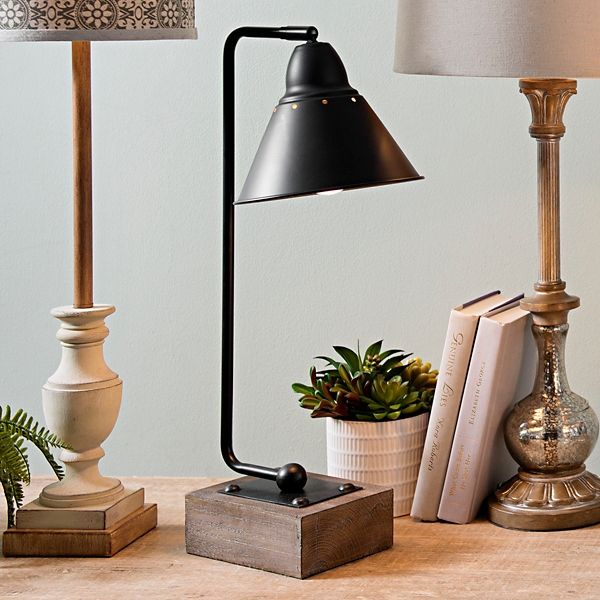 Louis Matte Black Metal and Wood Table Lamp | Kirklands | Kirkland's Home