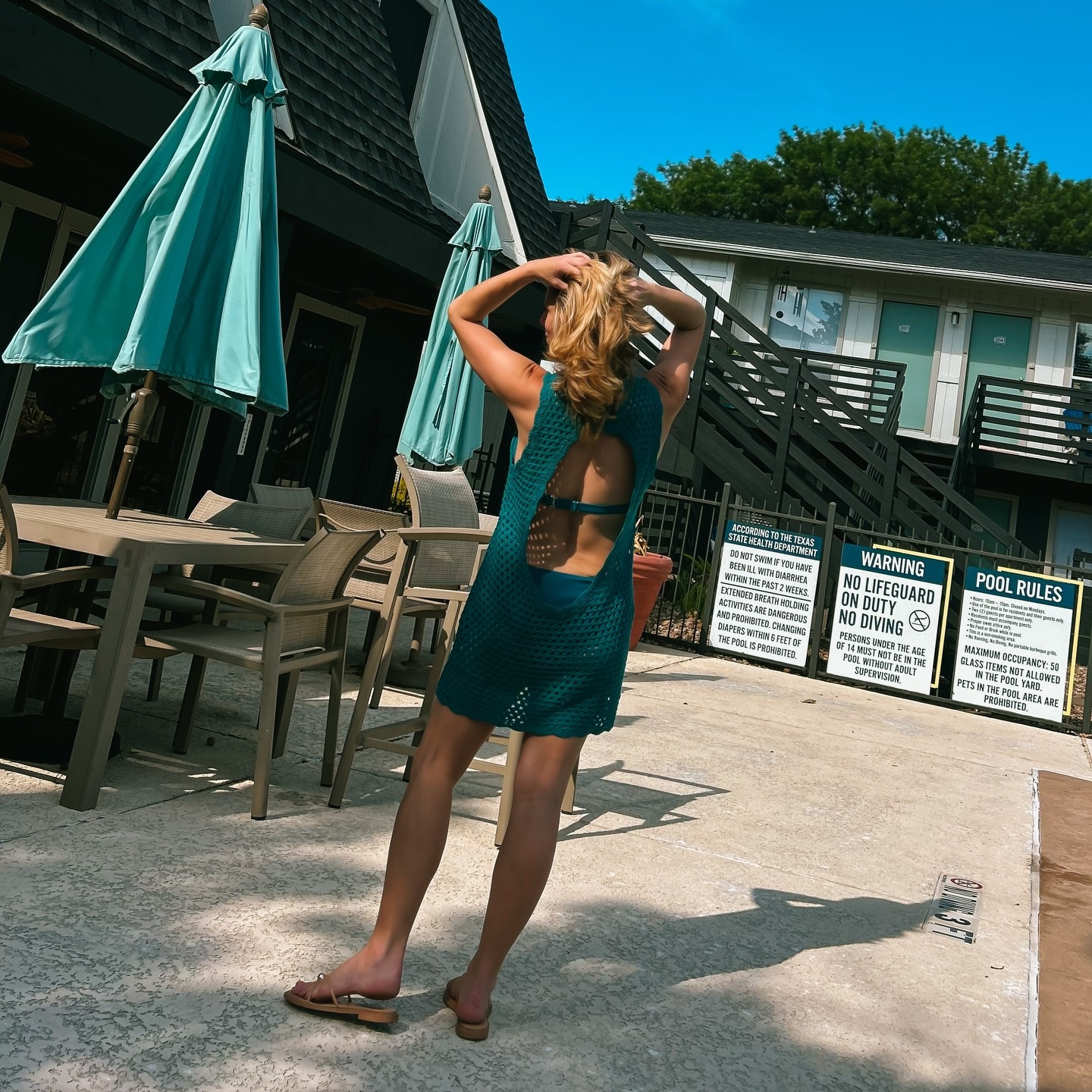 Those Summer temps came through this week and I’m all about this peacock 🦚 blue crocheted coverup from @anrabess_official / comment SHOP and I’ll send you the details!

#summerstyle #poolside #resortwear #chicstyle #southernvibes