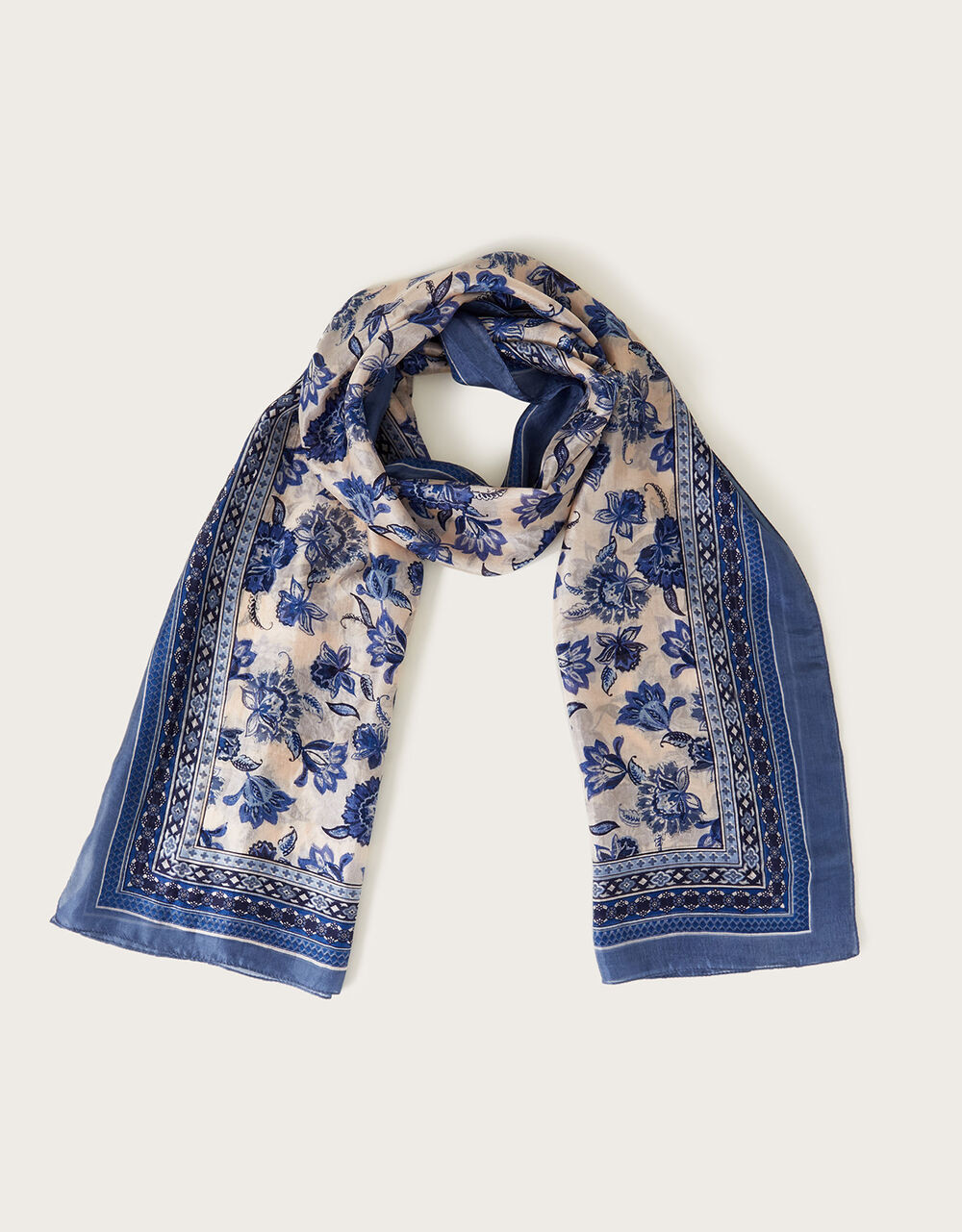 Floral Silk Beach Scarf Blue | Monsoon (UK)