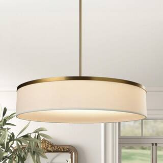 23.8 in. 6-Light Beige Hand Woven Drum Chandelier | The Home Depot