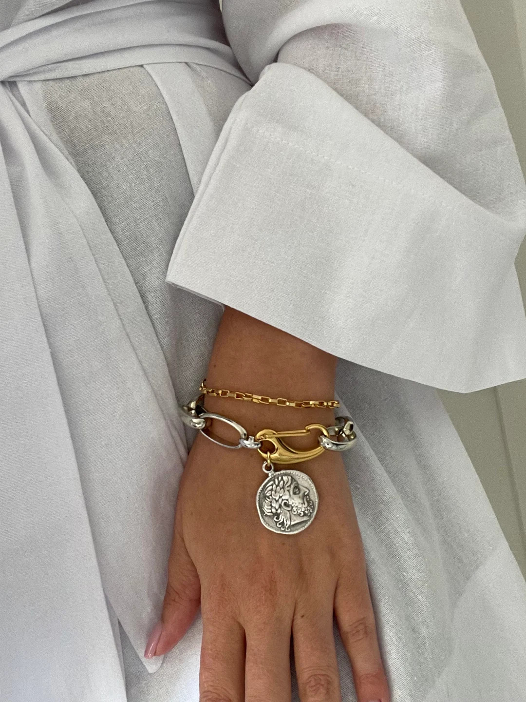 Silver Chunky Chain Bracelet: Toggle Clasp Statement Jewelry - Etsy | Etsy (US)