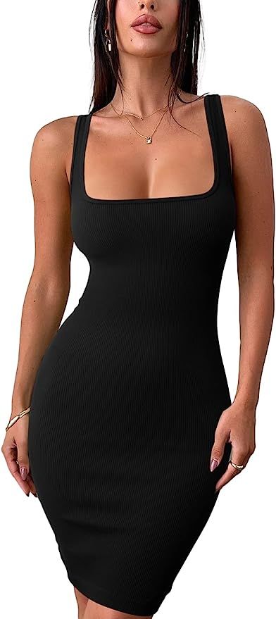 ioiom Womens Sexy Bodycon Tank Dress Sleeveless Basic Club Dresses | Amazon (US)