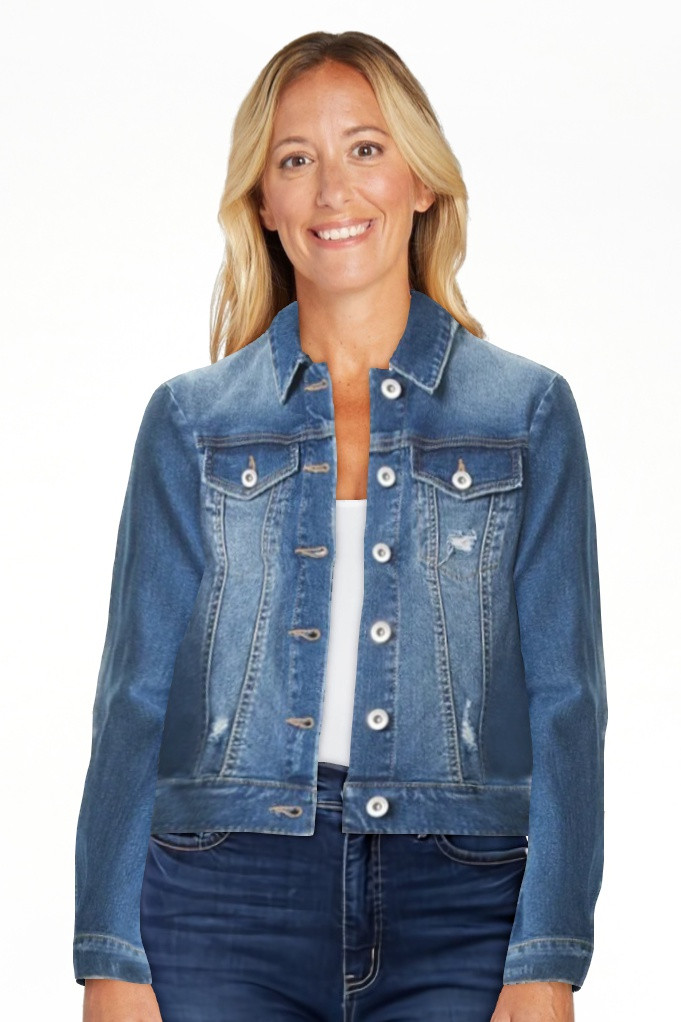 Jessica Simpson Women's and Women's Plus Uptown Denim Jacket, Sizes XS-4X | Walmart (US)