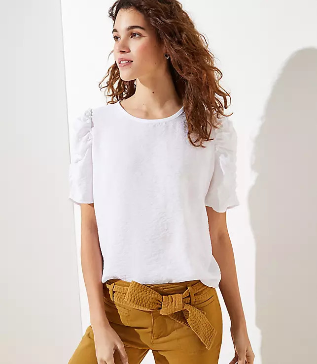 Cinched Puff Sleeve Top | LOFT | LOFT