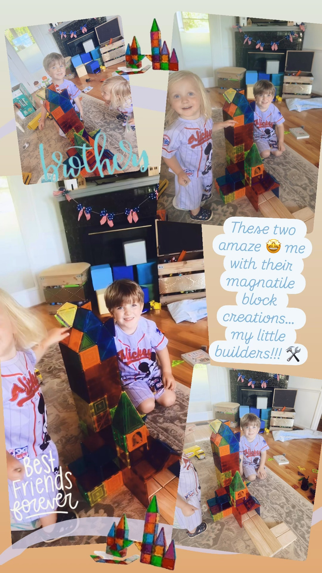 These two amaze 🤩 me with their magnatile block creations… my little builders!!! 🛠️